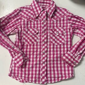 CH Cowgirl Hardware Plaid Horse Show Western Rhinestone Button Up Shirt 5